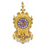 LEROY & FILS; a late 19th century omolu and enamel decorated eight day mantel clock, the elaborate