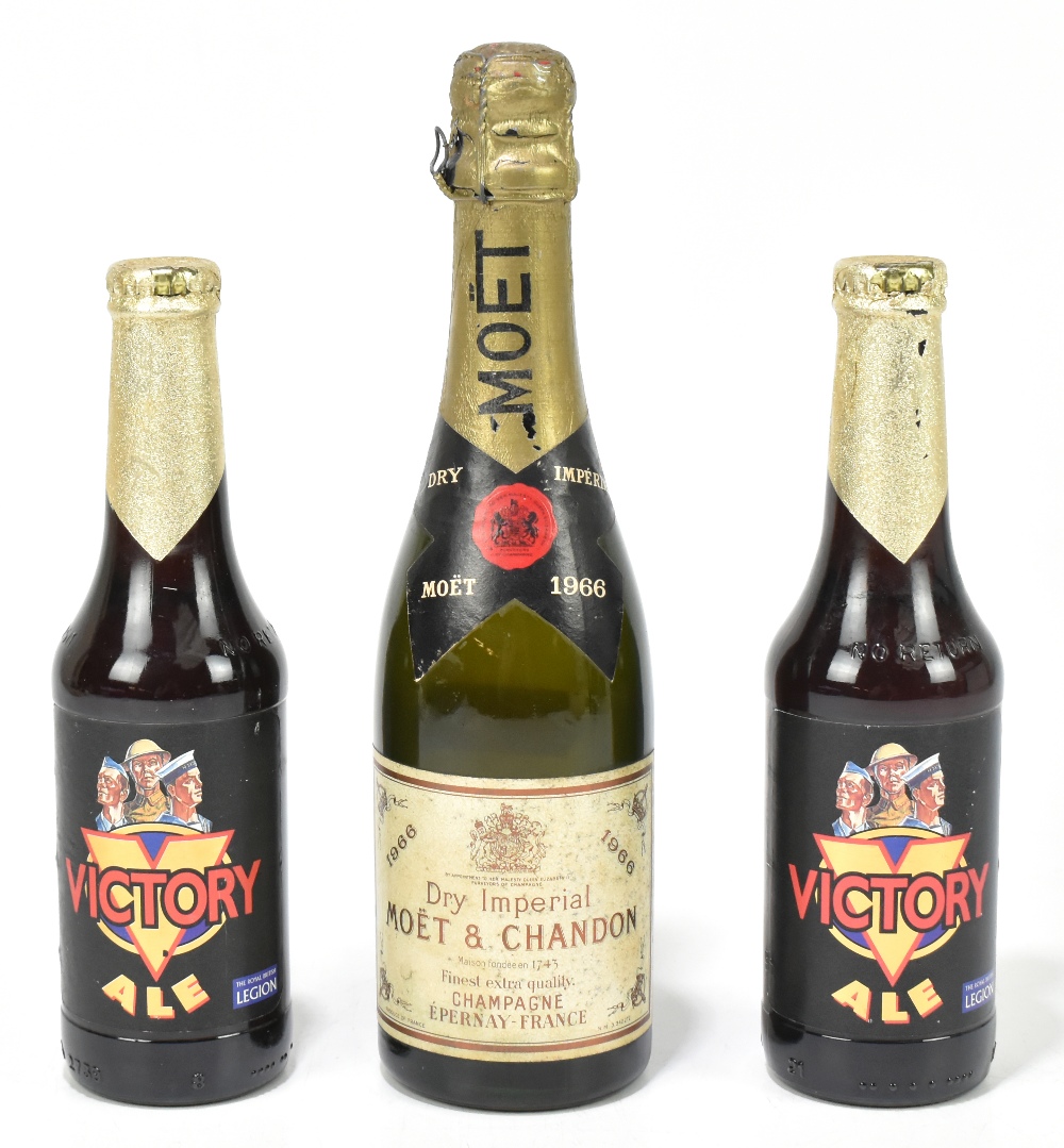 CHAMPAGNE; a half bottle of Moet & Chandon Dry Imperial Champagne 1966, together with two bottles of
