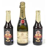 CHAMPAGNE; a half bottle of Moet & Chandon Dry Imperial Champagne 1966, together with two bottles of