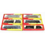 HORNBY; six OO gauge locomotives, comprising R.2083 LMS Class 5 5379, R3359 BR Class 9F Crosti