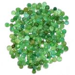 EMERALDS; a group of round facet cut stones weighing 60ct, each 4mm.