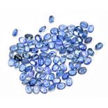 SAPPHIRES; a group of oval facet cut stones weighing 20.17ct, each 4mm x 3mm.