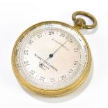 NEGRETTI & ZAMBRA; an early 20th century gilt metal cased pocket aneroid barometer, the silvered