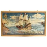 A wool work picture of the Mayflower, in gilt frame, overall size 76 x 136cm (1).