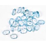 AQUAMARINE; twenty-five oval 7mm x 5mm stones.