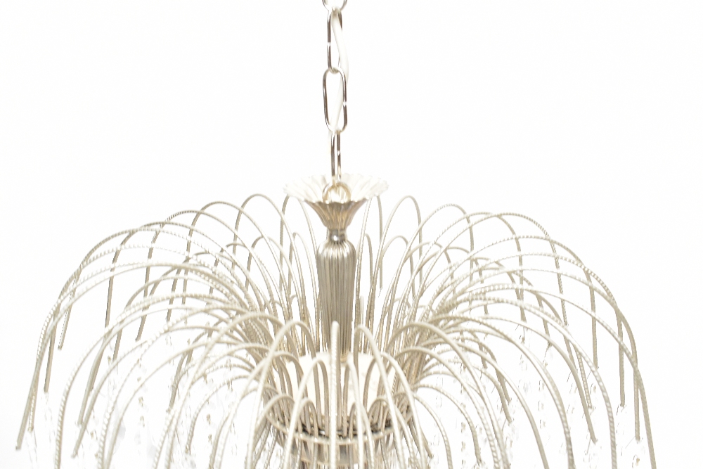 A modern glass drop chandelier together with a glass eight branch chandelier, height of largest - Image 2 of 4