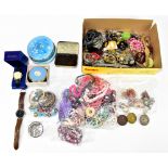 A selection of costume jewellery to include necklaces, brooches, buckles etc., with a selection of