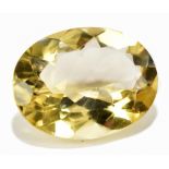 CITRINE; an oval facet cut stone weighing 30.91ct, measuring 26mm x 20mm.