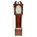 J RUSSELL FALKIRK, a 19th century eight day longcase clock, the painted dial set with a crown and