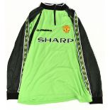 PETER SCHMEICHEL; a Manchester United 1998/1999 goalkeeper's shirt, signed to the reverse and