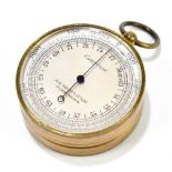 HE HOLST'S OF KJOBENHAVN; a gilt metal cased pocket aneroid barometer with silvered dial, diameter