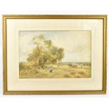 EARLY 20TH CENTURY ENGLISH SCHOOL; watercolour, harvest scene, indistinctly signed lower left and