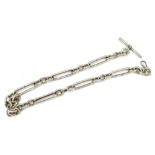 A hallmarked silver double Albert watch chain, length 40cm, approx. 70.9g/2.280ozt.