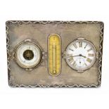 A&J ZIMMERMAN; an Edward VII hallmarked silver mounted easel back combination clock/barometer/