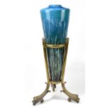 AULTON; an art pottery conical vase, decorated with a mottled turquoise glaze, signed to the