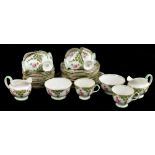 AYNSLEY; a part bone china tea service with printed floral decoration.