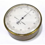 NEGRETTI & ZAMBRA LONDON; a brass plated cased aneroid barometer, with silvered dial no.10408,