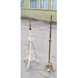 A modern ornate gilt metal table lamp, height excluding fitting 53cm, together with a brass plated