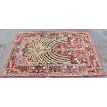 A good quality Eastern part silk rug decorated with exotic birds and floral detail, approx 208 x