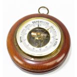 A mid-20th century mahogany cased Russian aneroid barometer, diameter 13.5cm.