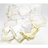 Twenty-two assorted late 19th century and early 20th century white cotton and linen items, including