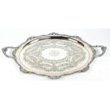 MAPPIN & WEBB; an early 20th century silver plated twin handled butler's tray with a cast border