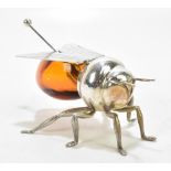 MAPPIN & WEBB; a novelty honey pot in the form of a bee, with silver plated mounts and hinged