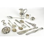 A small selection of 19th century and later silver plated items to include a Fiddle pattern