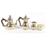 GOLDSMITHS & SILVERSMITHS CO; a George V hallmarked silver four piece tea service of plain
