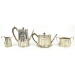 JOHN, EDWARD, WALTER & JOHN BARNARD; a Victorian hallmarked silver five piece tea service of