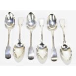 A set of six William IV hallmarked silver Fiddle pattern tablespoons, London 1831, length 22.5cm,