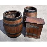 LACON YARMOUTH; two coopered oak barrels, each stamped to the bottom, height 41cm, and an early 20th