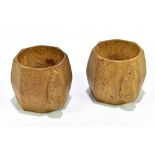 WORKSHOP OF ROBERT 'MOUSEMAN' THOMPSON; a pair of octagonal napkin rings, height 5cm.Additional