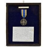 VATICAN; Order of the Holy Sepulchre medal, the Holy Land Pilgrim's Cross, framed.