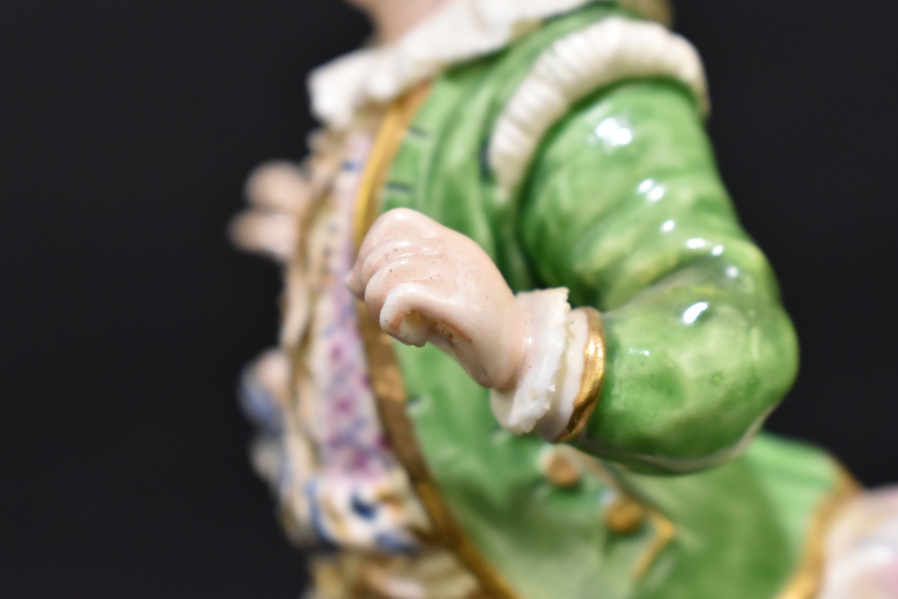 MEISSEN; an early 20th century figure of a portly young gentleman wearing elaborate clothing, - Image 7 of 9