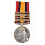 A QSA medal awarded to 2756 Pte W. Daley 2 R. Scots Fus, with Transvaal, Relief of Ladysmith, Tugela