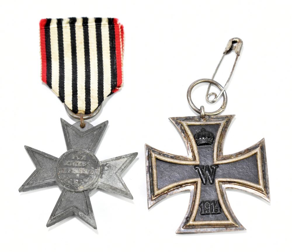 A WWI period German Iron Cross, also a German Prussian Merit Cross (2).