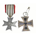 A WWI period German Iron Cross, also a German Prussian Merit Cross (2).