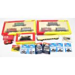 HORNBY; two boxed 00 gauge railroad three piece sets, a 00 gauge tank Queen Elizabeth II, assorted