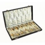 A cased set of twelve Continental 800 standard silver teaspoons, with foliate detail, approx. 4ozt/