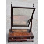 A 19th century mahogany dressing table mirror with three base drawers, height 69cm, width 45cm,