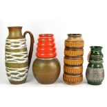 Four 20th century West German vases, height of largest 47cm.Additional InformationMinor chips,