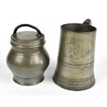 ALFRED DUNHILL; a pewter tobacco jar, and a pewter tankard inscribed 'St Peter's School Regatta