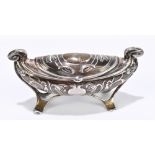 WILLIAM EHRHARDT; an Edward VII hallmarked silver dressing table casket of oval form with hinged