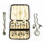 JOSIAH WILLIAMS & CO; a cased set of six Edward VII hallmarked silver teaspoons, London 1902,