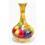 HORACE PRICE FOR ROYAL WORCESTER; a baluster shaped vase with flared neck, hand painted with