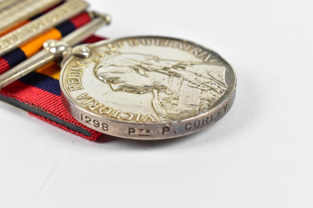 A QSA medal awarded to 1298 Pte P. Curley 2.E. York Regt, with South Africa 1901, Wittebergen, - Bild 4 aus 4