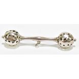 CRISFORD & NORRIS LTD; a George V hallmarked silver teething rattle, Birmingham 1918, approx. 13.