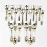 Three sets of six hallmarked silver teaspoons comprising Exeter 1872, London 1845, and Sheffield