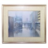 ROBERT 'BOB' RICHARDSON (born 1938); pastel, Manchester city scape, signed, 43 x 52cm, framed and